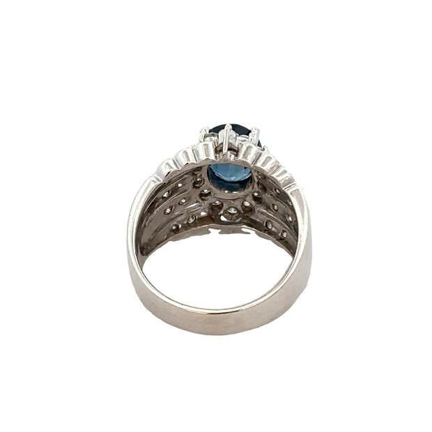 Statement Sapphire and Diamond Ring in 18k White Gold