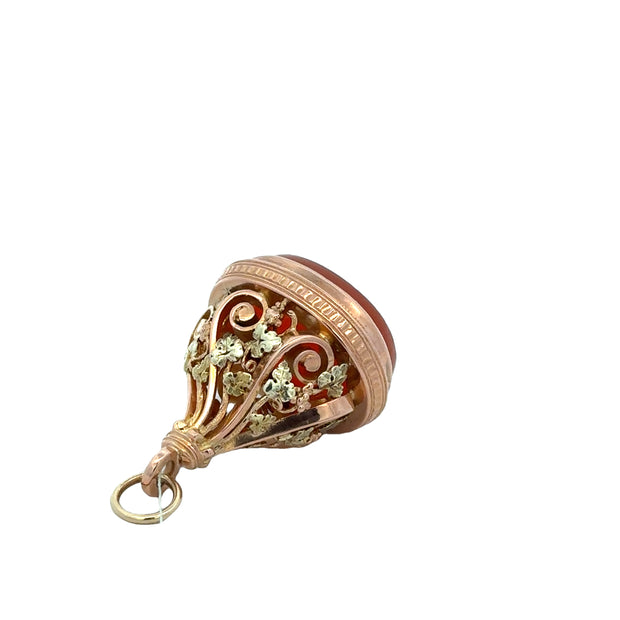 Antique Art Nouveau Carnelian Fob in 18k Gold