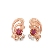 Star Ruby and Diamond Clip-on Earrings in Rose Gold