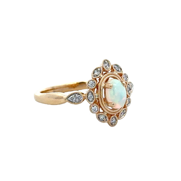 Opal and Diamond Ring in Yellow Gold