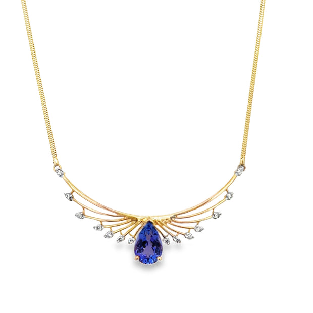 Tanzanite and Diamond Necklace in Yellow Gold