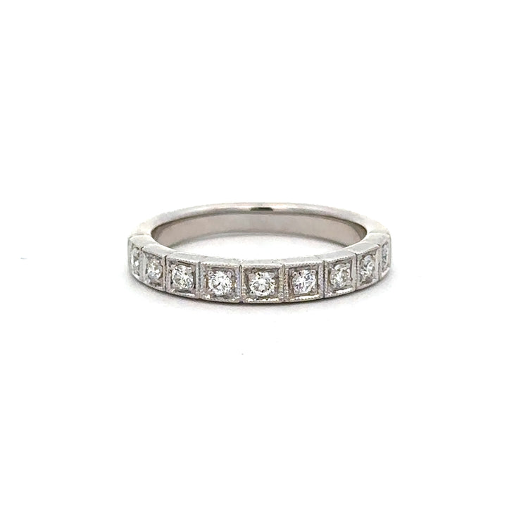 Vintage Inspired Diamond Band in White Gold