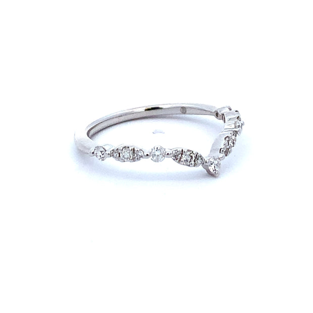 Chevron Style Diamond Wedding Band in White Gold