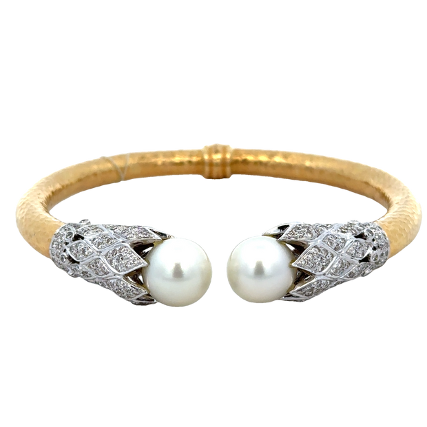 Statement South Sea Cultured Pearl and Diamond Bracelet in 18k Gold