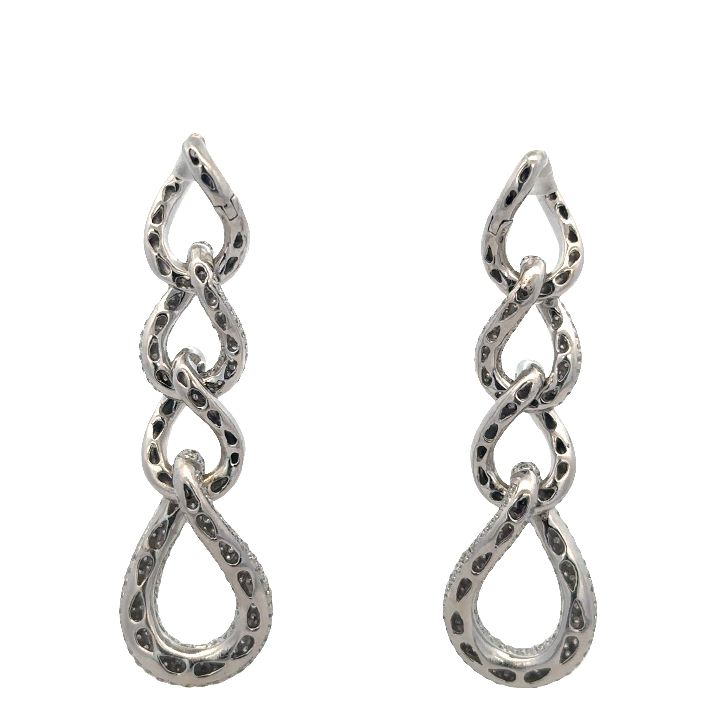 Statement Modern 18k White Gold Diamond Dangle Earrings