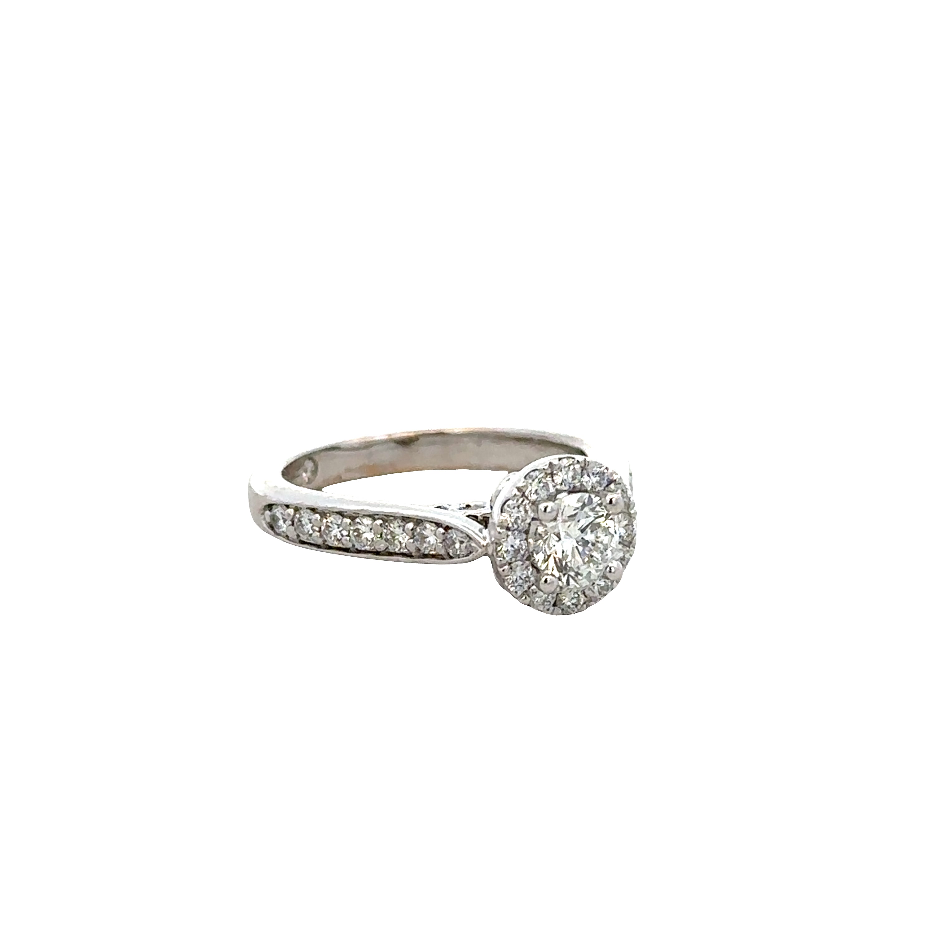 14k White Gold Diamond Halo Engagement Ring – Size 4.25