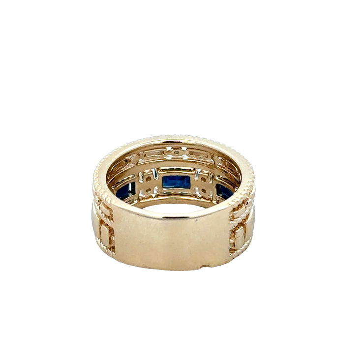 Sapphire and Diamond Stack Band Ring in Yellow GOld