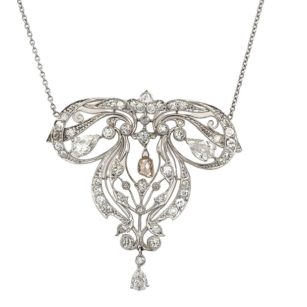 Stunning Antique Belle Epoque Diamond Necklace in Platinum