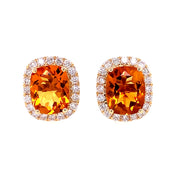 Citrine and Diamond Earrings in Yellow Gold
