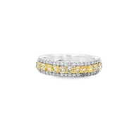 Yellow and White Diamond Band in White Gold