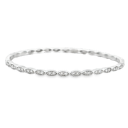 Navette Shaped Diamond Bangle Bracelet in White Gold