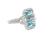 Striking 6.23 ct. Aquamarine and Diamond Ring in 18k White Gold