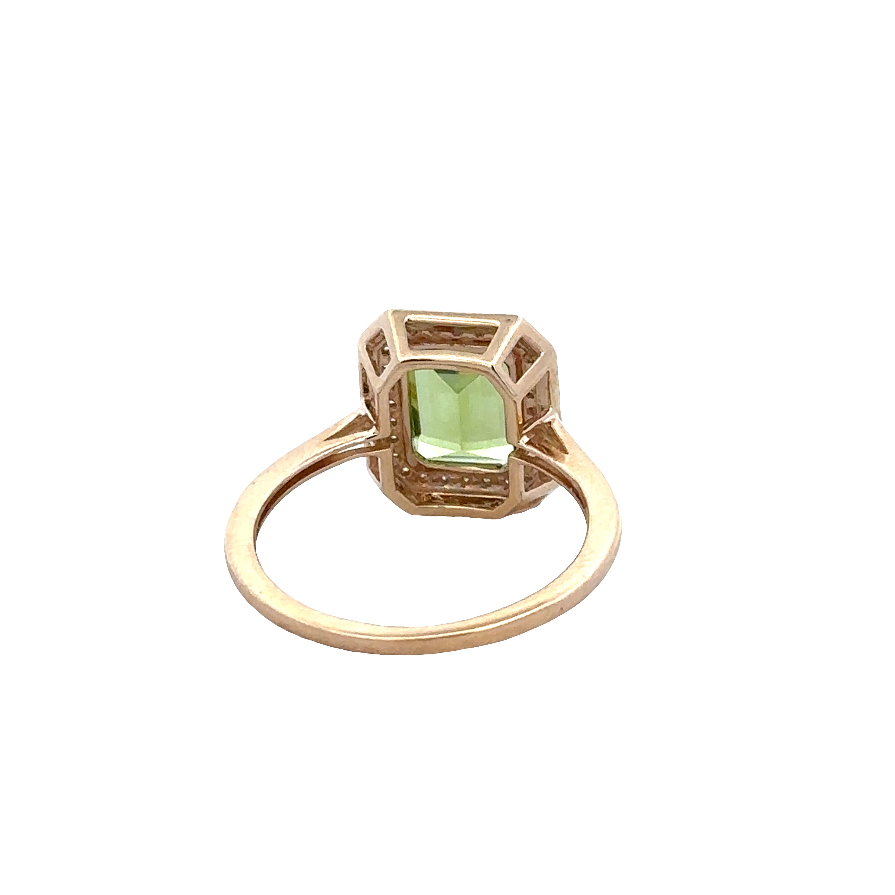 14k Yellow Gold Peridot & Diamond Halo Ring – Size 7.25