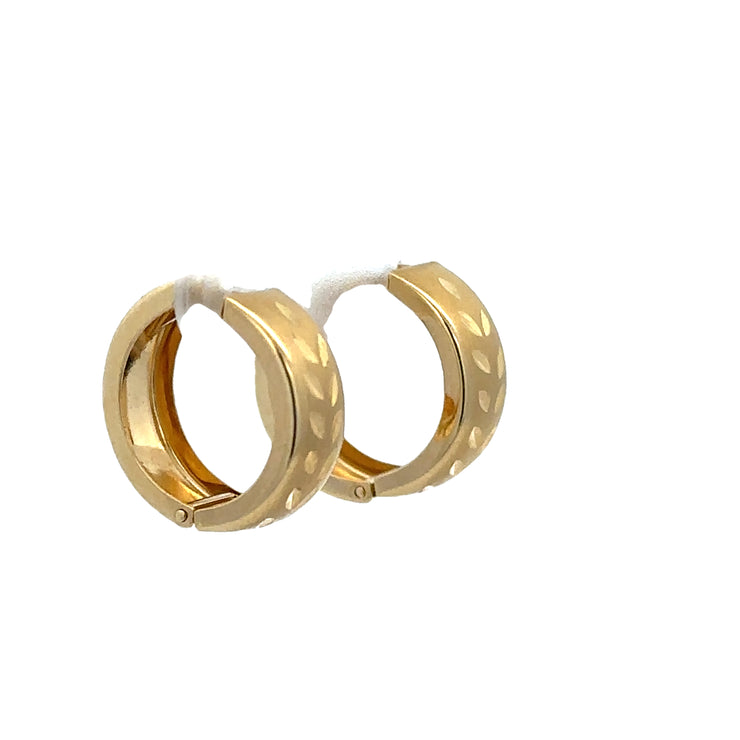 Pretty Diamond Cut Hoop Earrings in 18k Yellow Gold