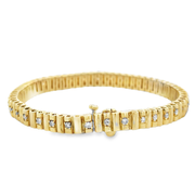 Barrel Link Diamond Bracelet in Yellow Gold