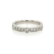 Round and Princess Cut Diaond Band in White Gold