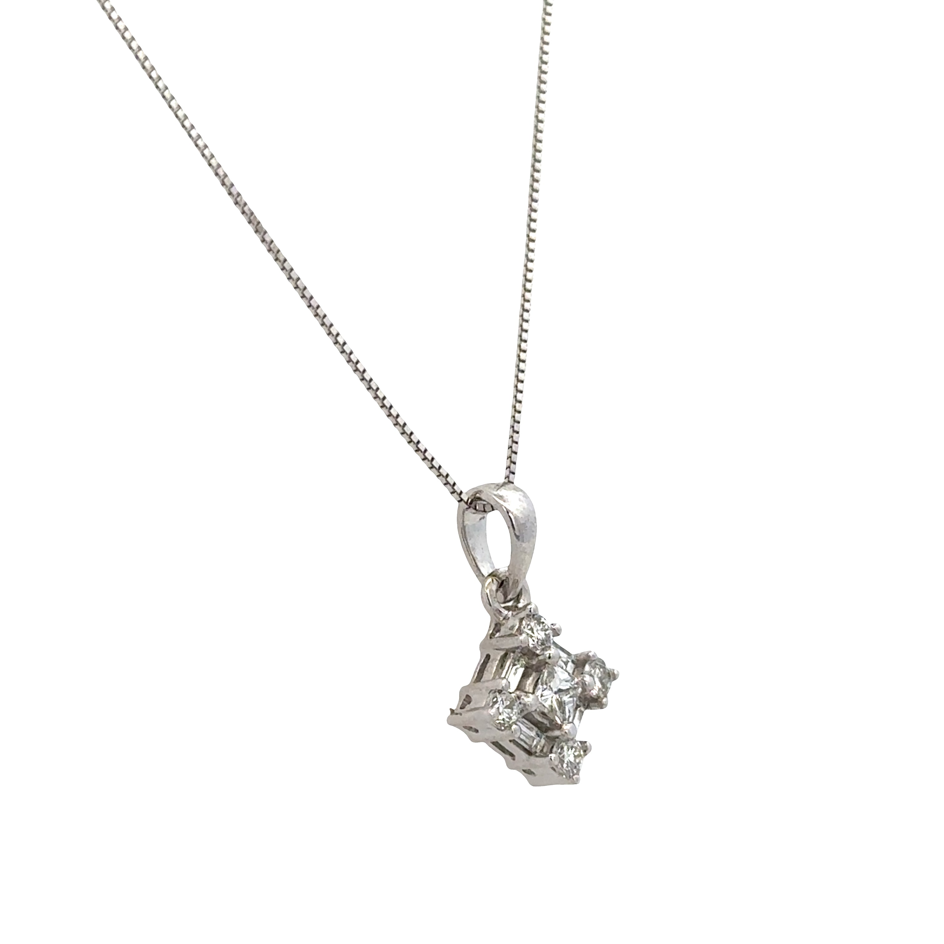 14k White Gold Diamond Kite Pendant Necklace – 18"