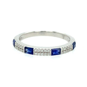 Sapphire and Diamond Band in White Gold