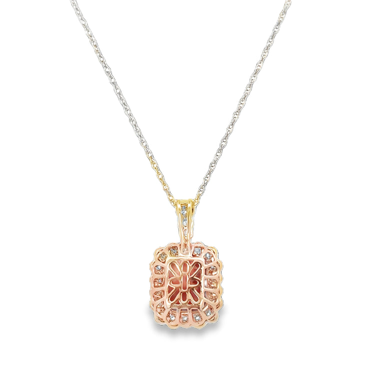 Garnet and Diamond Pendant in Yellow Gold