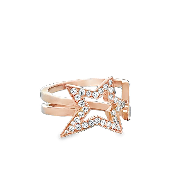 Illa Open Comet Diamond Bypass Ring in 18k Rose Gold