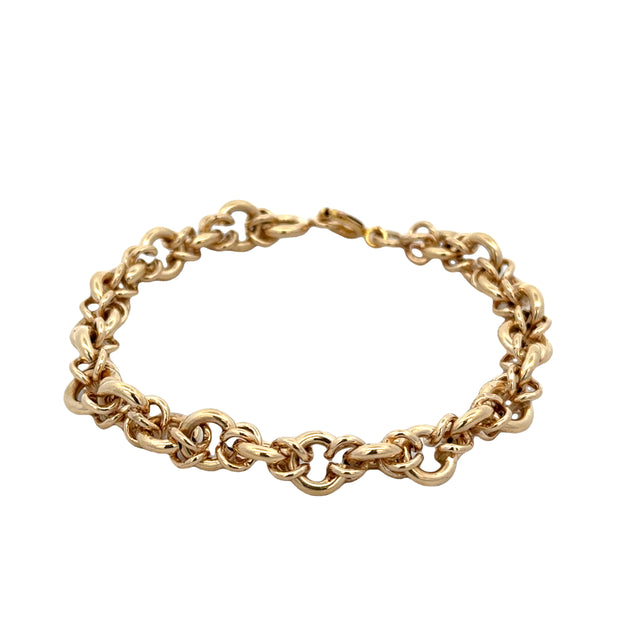 7" Fancy Circle Link Bracelet in 14k Yellow Gold