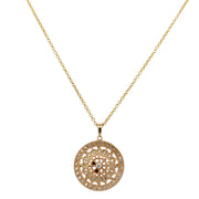 Circular Openwork Diamond Pendant in Yellow Gold