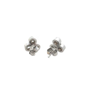 Diamond Three Stone Stud Earrings in White Gold