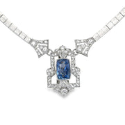 Vintage Art Deco Sapphire and Diamond Conversion Necklace in Platinum