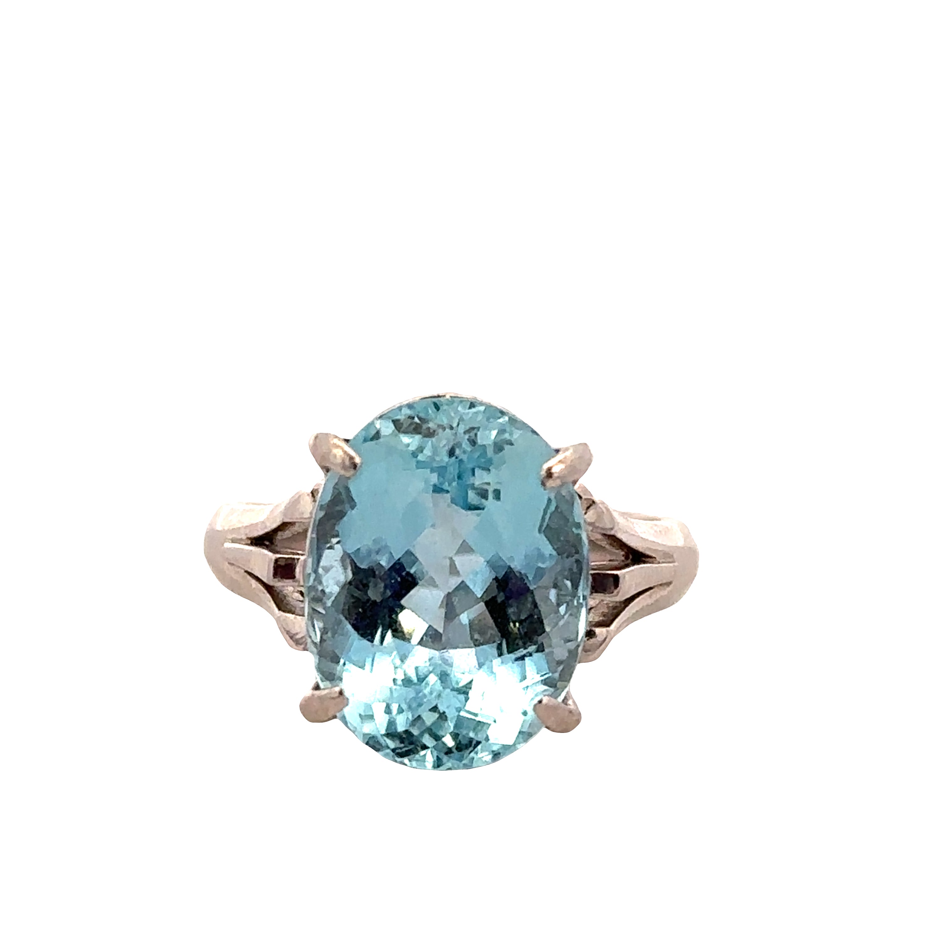 Platinum Oval Aquamarine Ring – Size 7