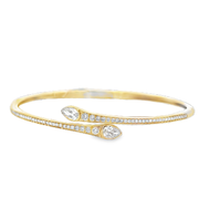 Pear Cut Diamond Bangle Bracelet in Yellow Gold