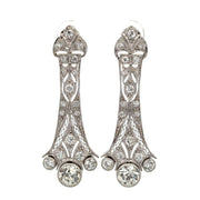 Magnificent Antique Art Deco Diamond Drop Earrings in Platinum