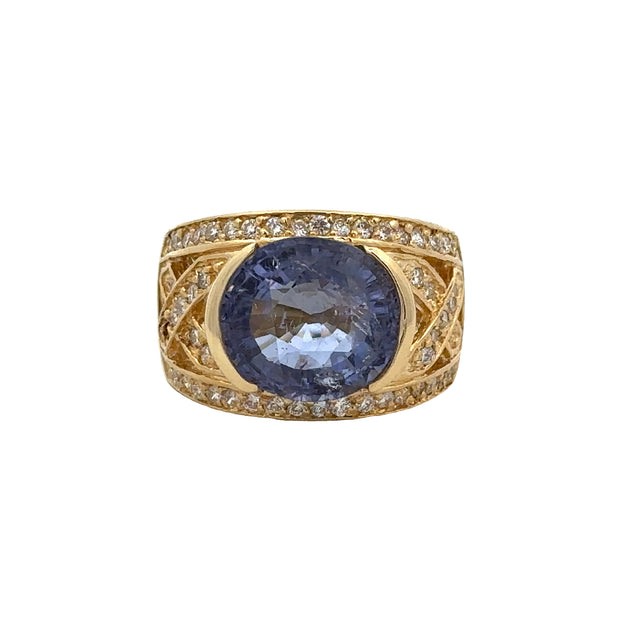Lavender Tourmaline and Diamond Ring in 18k Gold