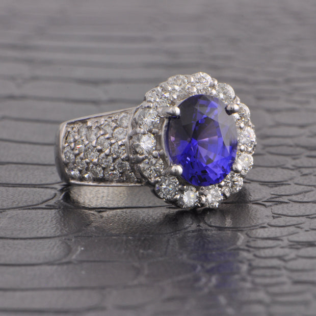 GIA Color Change 2.76 ct. Sapphire and Diamond Ring in 18k White Gold