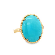 Turquoise and Diamond Ring in Yellow Gold