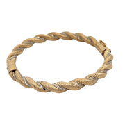 Large Hollow Twist Bangle in Two Tone Gold