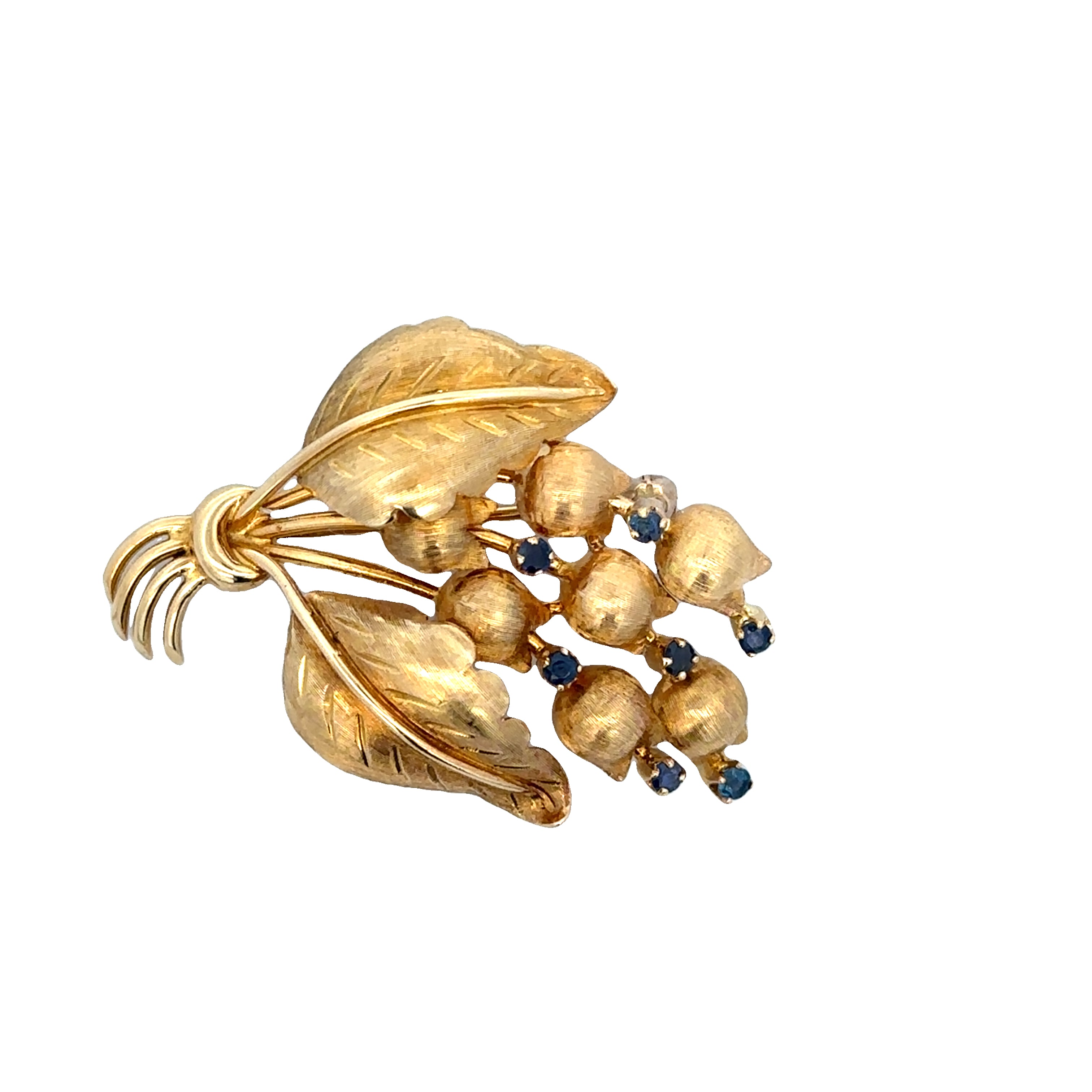 Vintage Tiffany & Co. Floral Sapphire Brooch in 18k Yellow Gold
