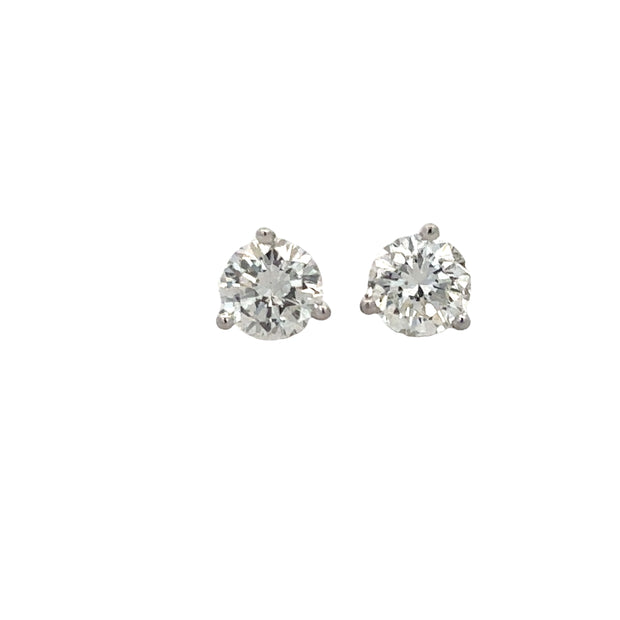 1.39 CTW Diamond Stud Earrings in White Gold