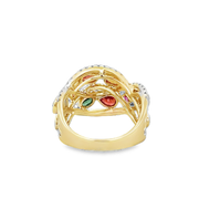 Mutli-Gemstone Openwork Ring in Yellow Gold