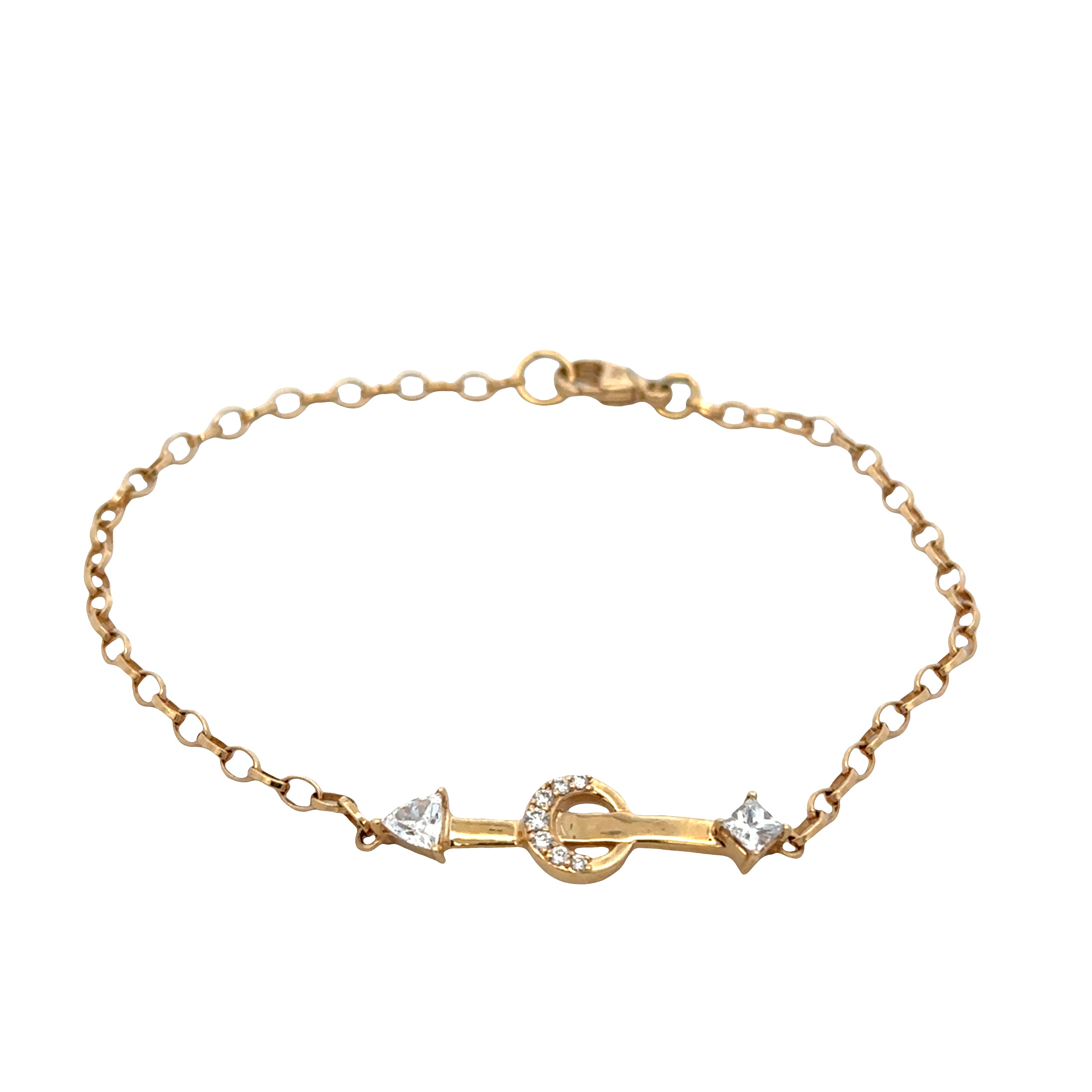 Estate Monica Rich Kosann 18k Yellow Gold “Strength” Arrow Bracelet with 0.37 CTW Diamonds