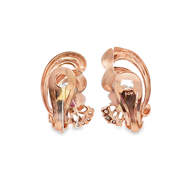 Star Ruby and Diamond Clip-on Earrings in Rose Gold