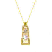 Textured Gold and Diamond Pendant Necklace