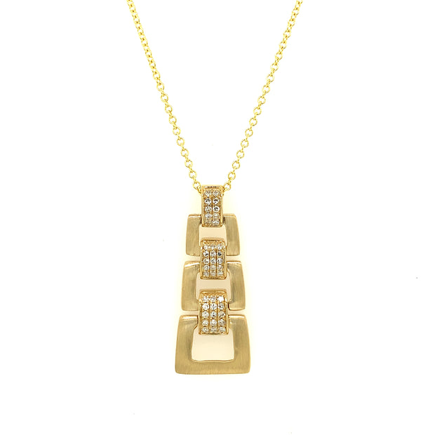 Textured Gold and Diamond Pendant Necklace