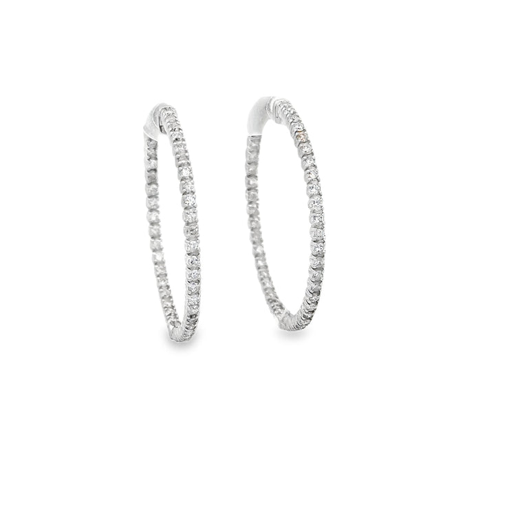 Diamond Hoop Earrings in White Gold