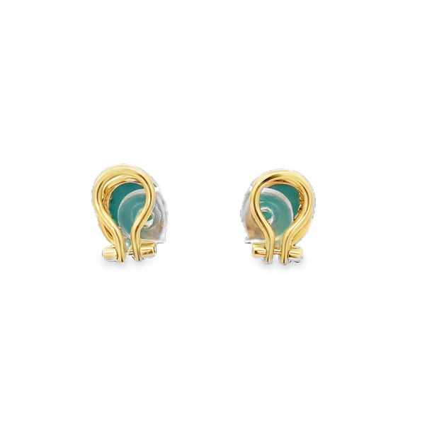 Vintage Turquoise and Diamond Clip-on Earrings in Yellow Gold