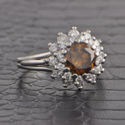 Estate Vintage Tiffany & Co. Fancy Brown Diamond Halo Ring in Platinum