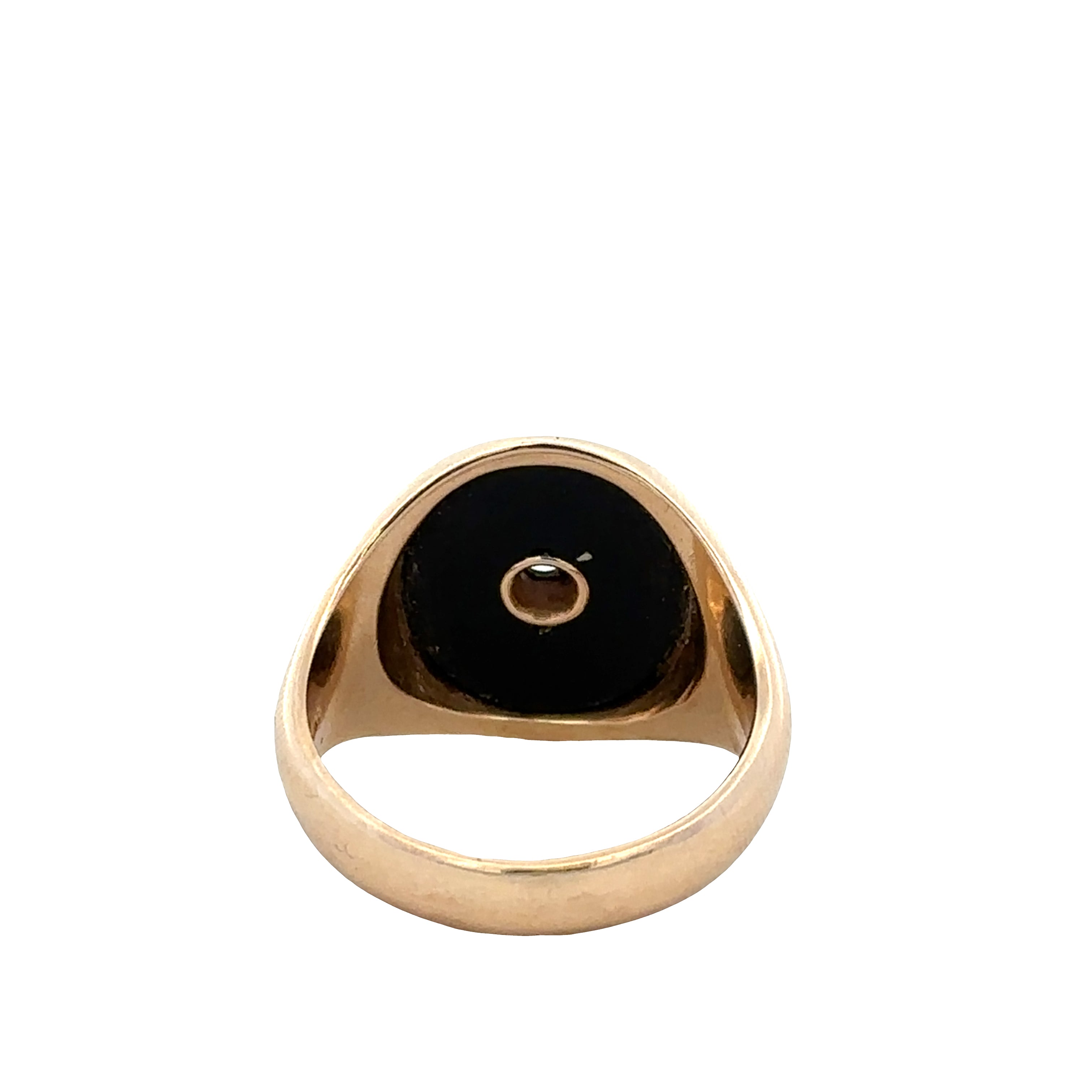 Vintage 14k Yellow Gold Onyx & Diamond Signet Ring – Size 10