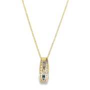 Curved Sapphire and Diamond Pendant in Yellow Gold