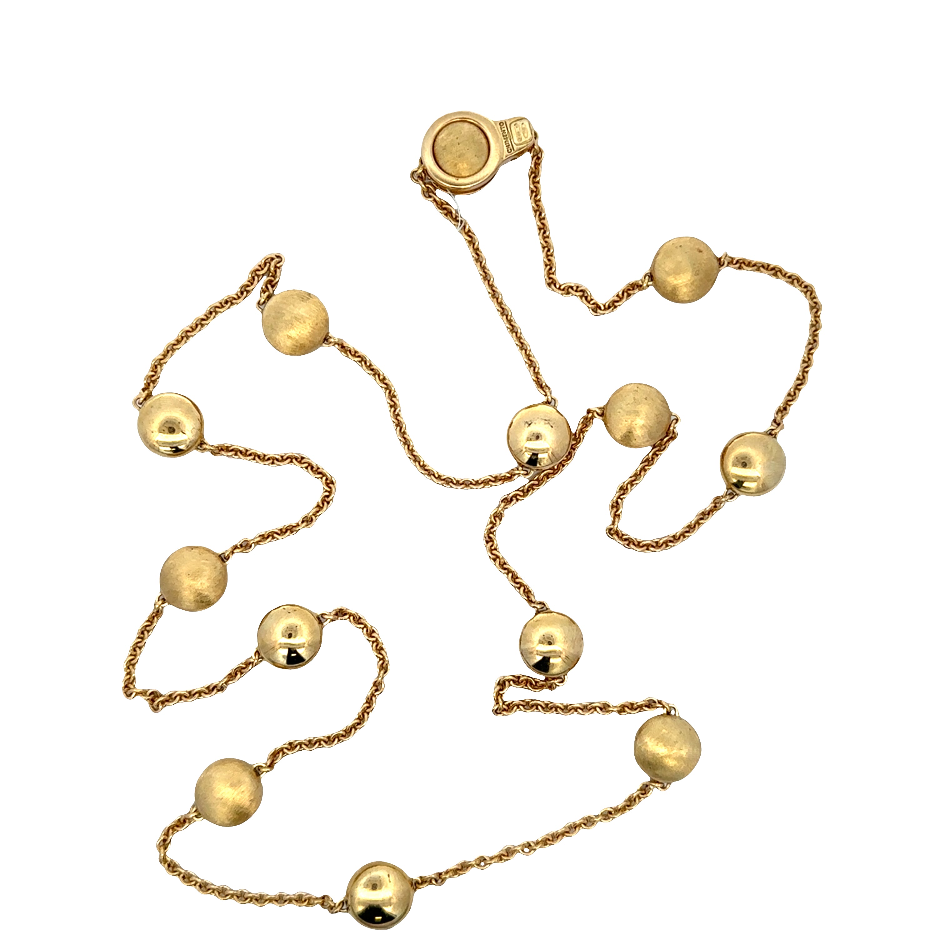 Estate Chimento 18k Yellow Gold Button Motif Necklace – 30" Long