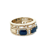 Sapphire and Diamond Stack Band Ring in Yellow GOld