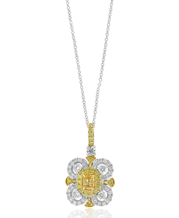 Yellow and White Diamond Pendant in 18k Gold